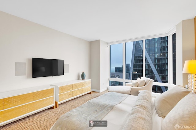 301 Mission St Unit 40D, San Francisco, CA 94105 - bedroom with expansive windows and carpet floors