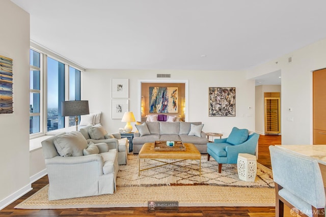 301 Mission St Unit 40D, San Francisco, CA 94105 - living room featuring wood finished floors and baseboards