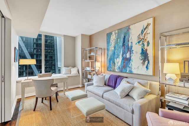 301 Mission St Unit 40D, San Francisco, CA 94105 - living area featuring wood finished floors and baseboards