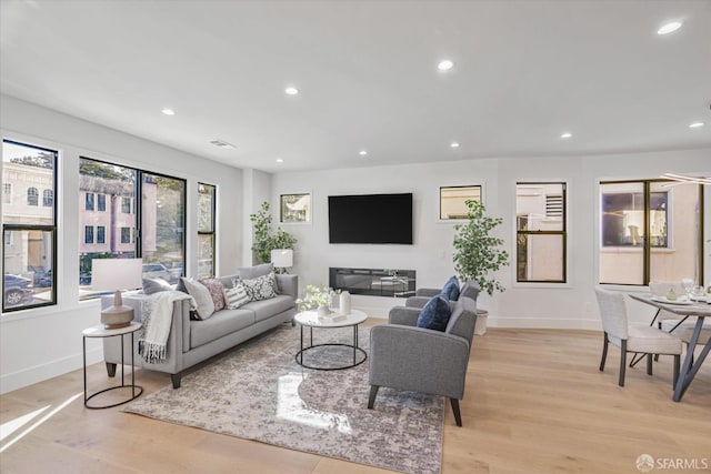 living room featuring light hardwood / wood-style flooring