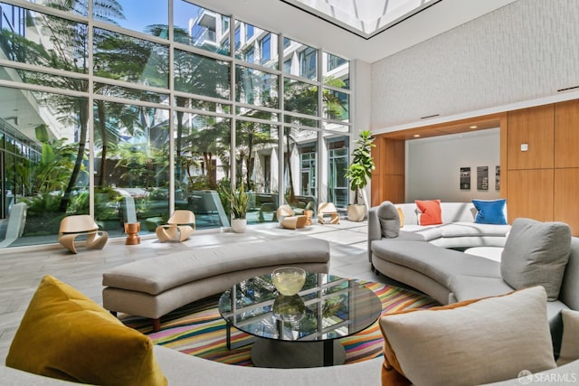 1688 Pine St Unit E709, San Francisco, CA 94109 - common area with a high ceiling and floor to ceiling windows
