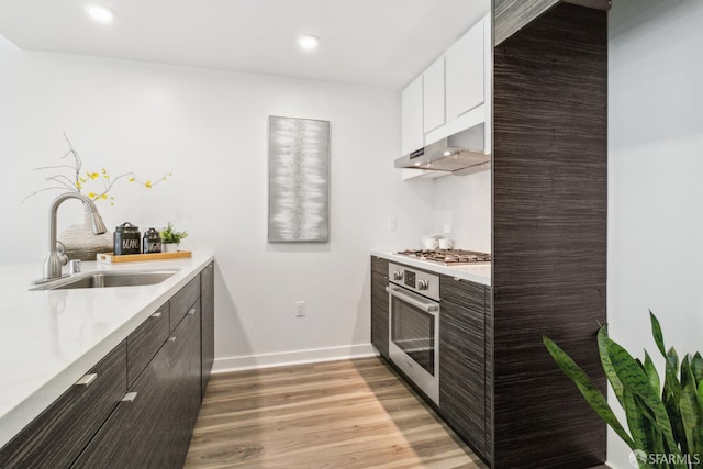 1688 Pine St Unit E709, San Francisco, CA 94109 - kitchen featuring stainless steel appliances, a sink, under cabinet range hood, light countertops, and light wood-style flooring