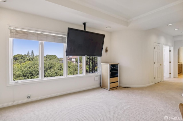 12553 Parker Ranch Ct, Saratoga, CA 95070 - unfurnished room with light carpet, crown molding, baseboards, and recessed lighting