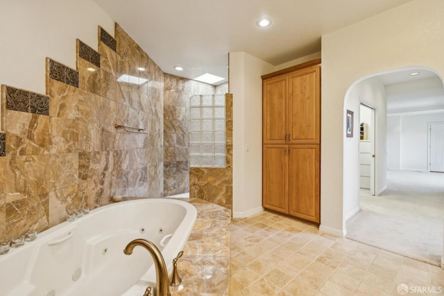12553 Parker Ranch Ct, Saratoga, CA 95070 - full bathroom featuring a jetted tub, walk in shower, recessed lighting, and baseboards