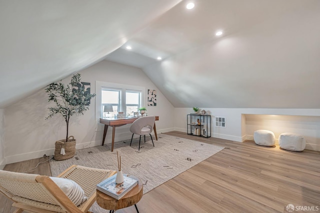 278 Whitney St, San Francisco, CA 94131 - office featuring light wood-style flooring, recessed lighting, and lofted ceiling