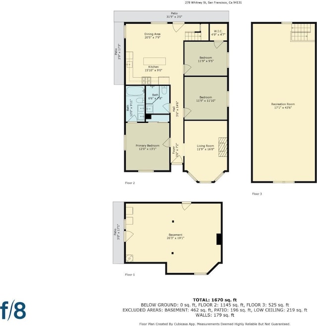 278 Whitney St, San Francisco, CA 94131 - view of property floor plan
