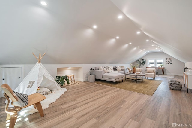 278 Whitney St, San Francisco, CA 94131 - living area featuring vaulted ceiling, light wood-style floors, and recessed lighting