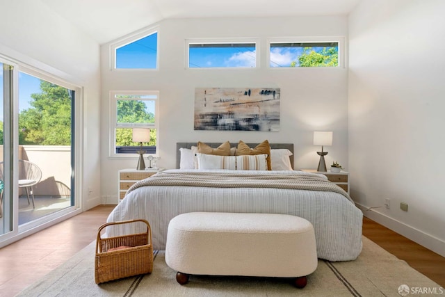 1945 Las Encinas Ct, Los Gatos, CA 95032 - bedroom with access to outside, lofted ceiling, and wood finished floors