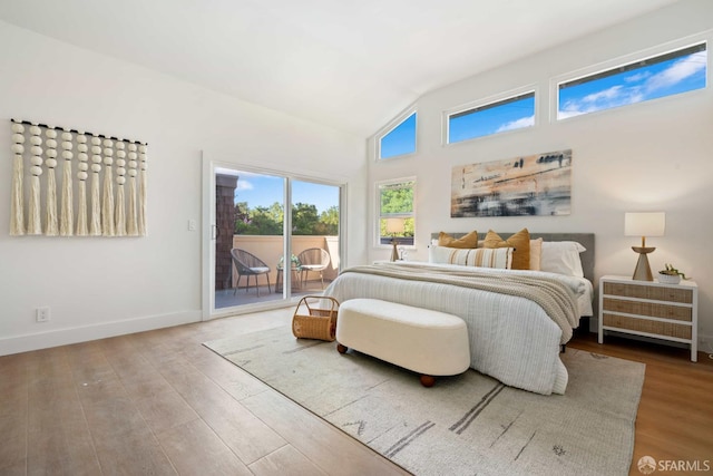 1945 Las Encinas Ct, Los Gatos, CA 95032 - bedroom with access to outside, lofted ceiling, and wood finished floors