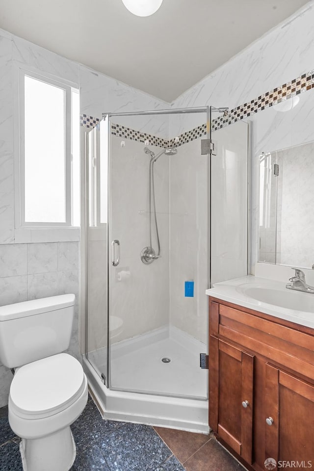 3328 San Jose Ave, Daly City, CA 94014 - full bathroom with toilet, a shower stall, tile patterned flooring, and vanity