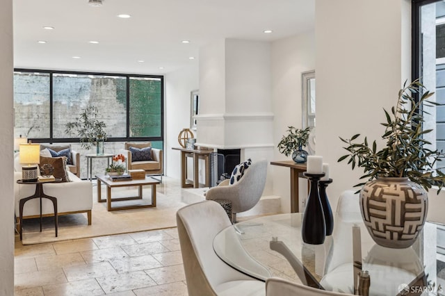 interior space featuring floor to ceiling windows