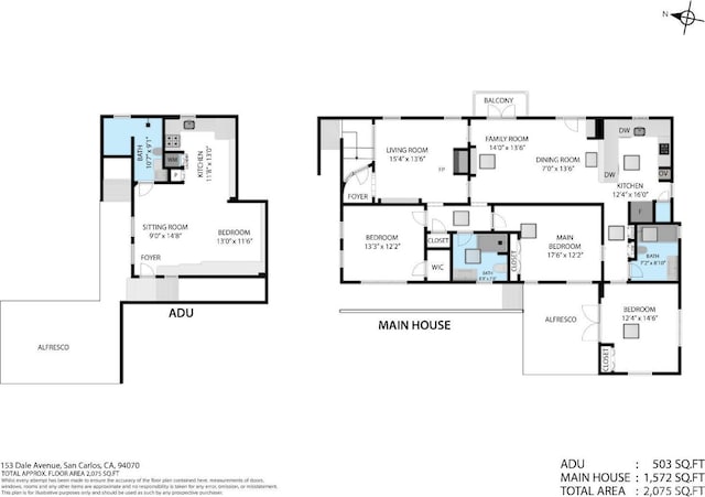 153 Dale Ave, San Carlos, CA 94070 - view of floor plan / room layout
