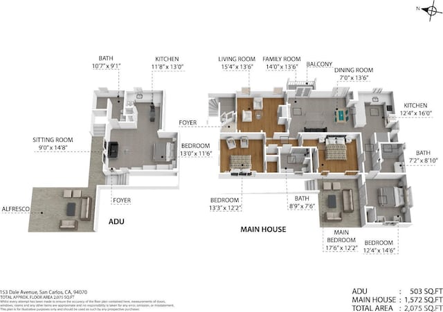153 Dale Ave, San Carlos, CA 94070 - view of room layout