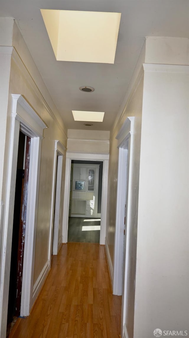 hallway featuring wood-type flooring