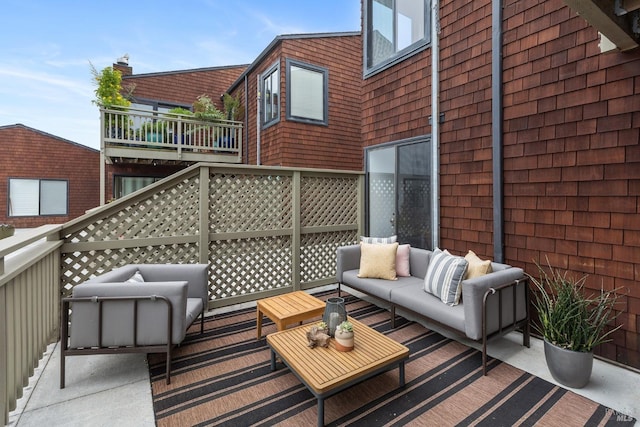 exterior space featuring outdoor lounge area