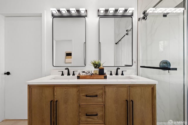 226 Rutledge St, San Francisco, CA 94110 - bathroom featuring a marble finish shower and double vanity