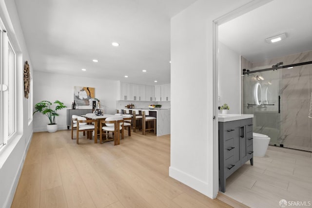 226 Rutledge St, San Francisco, CA 94110 - dining space featuring recessed lighting, light wood-style flooring, and baseboards