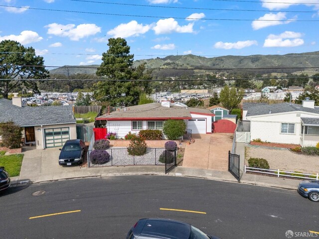 exterior space featuring a mountain view