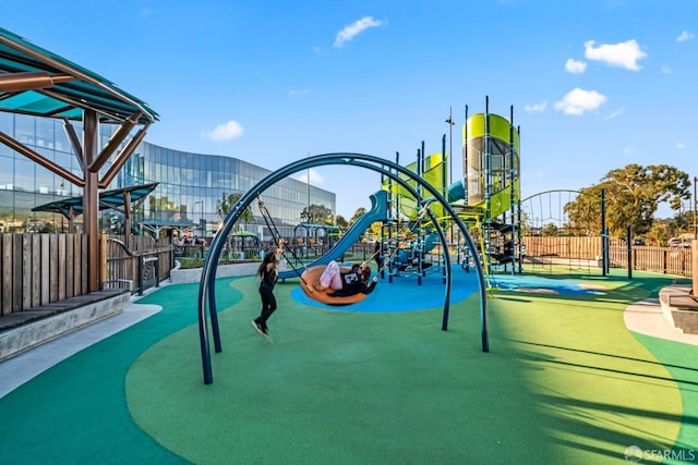 community play area with fence
