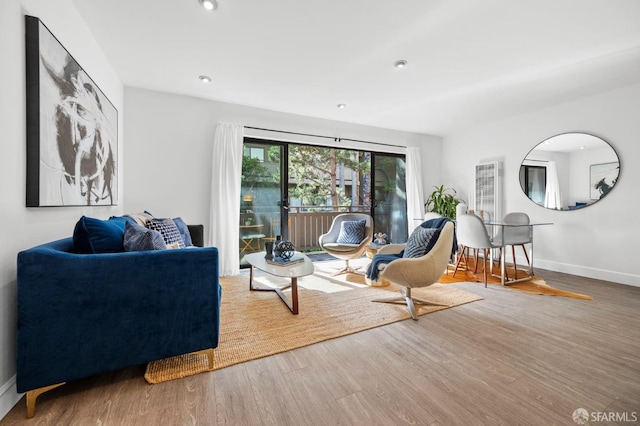 living room with hardwood / wood-style flooring