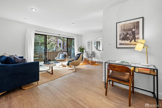 living room featuring light hardwood / wood-style floors