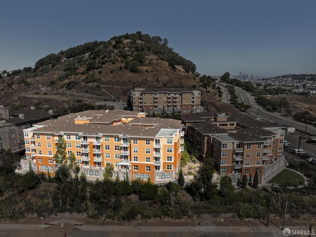 aerial view with a mountain view