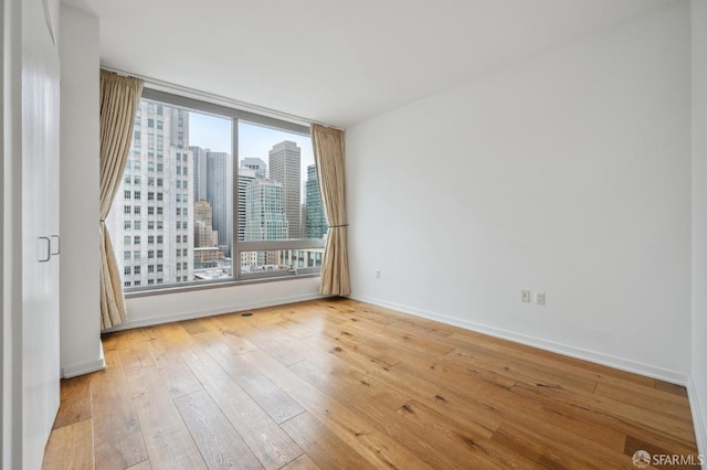 spare room with light wood-type flooring and a healthy amount of sunlight