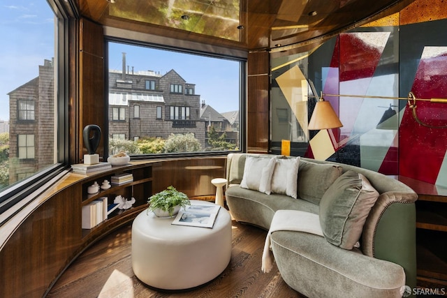 living area with wood finished floors