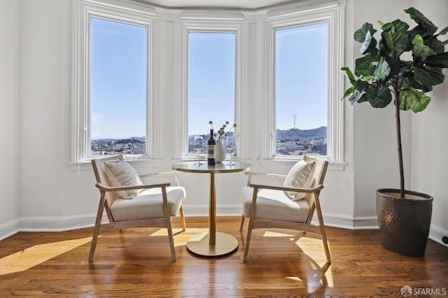 sitting room featuring wood finished floors and baseboards