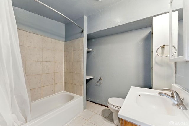 1220 Mesa St, Concord, CA 94518 - bathroom with shower / bath combo with shower curtain, tile patterned floors, and vanity
