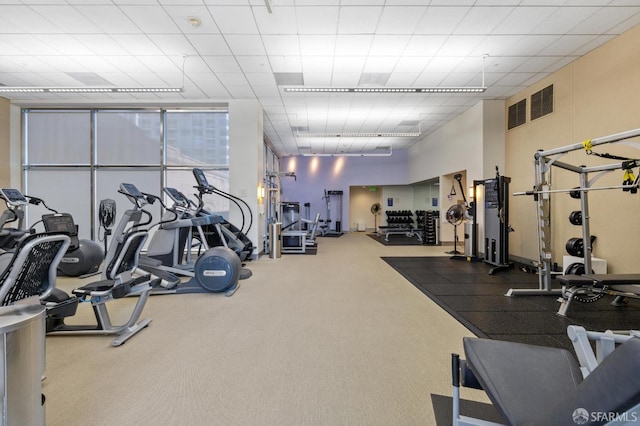 gym with carpet floors