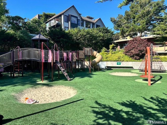 view of play area with a lawn