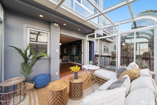 sunroom with a skylight