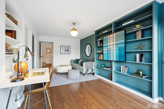 living room with wood finished floors