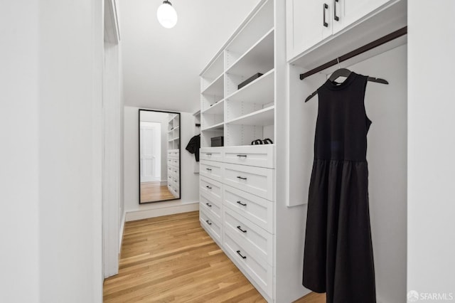 walk in closet featuring light wood-type flooring