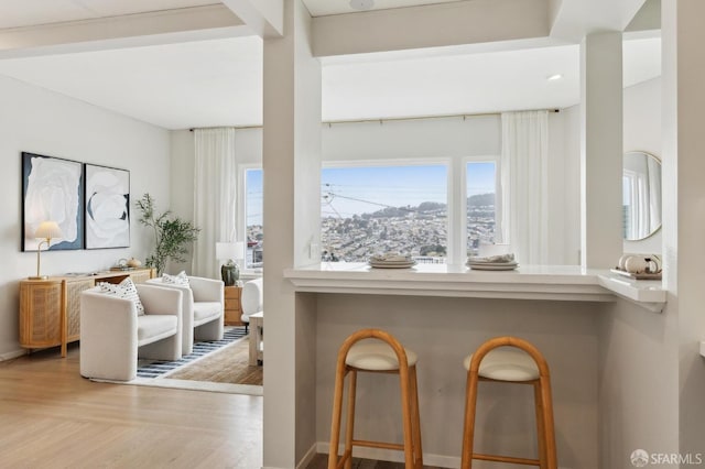 interior space featuring baseboards and wood finished floors