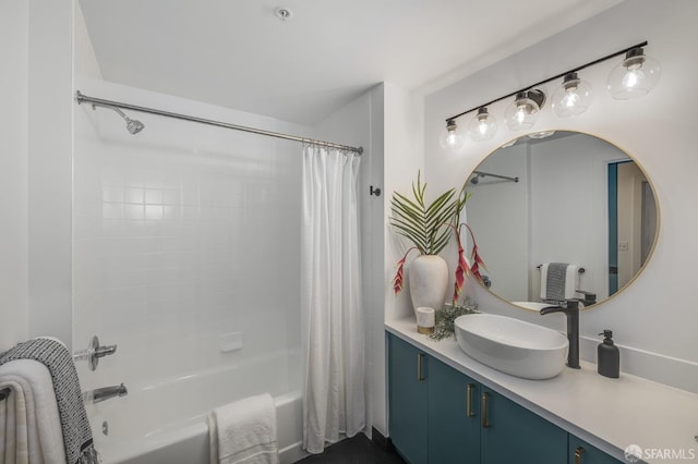 bathroom featuring vanity and shower / tub combo