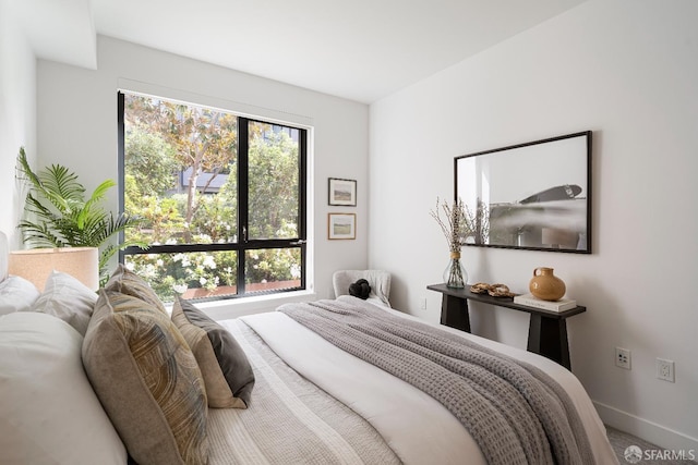 bedroom with baseboards and carpet floors