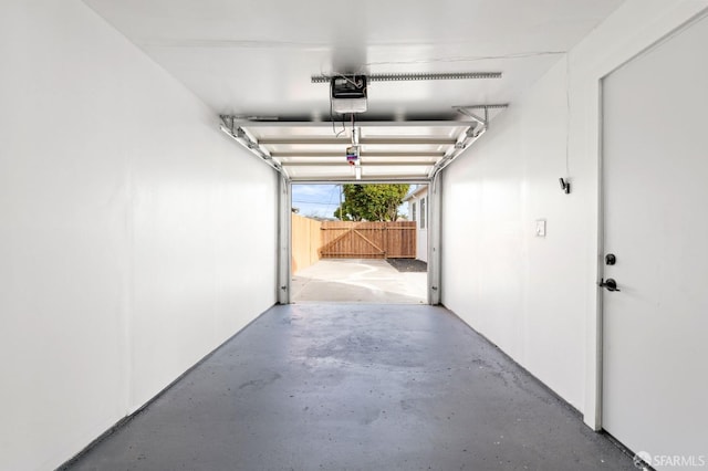 garage with a garage door opener