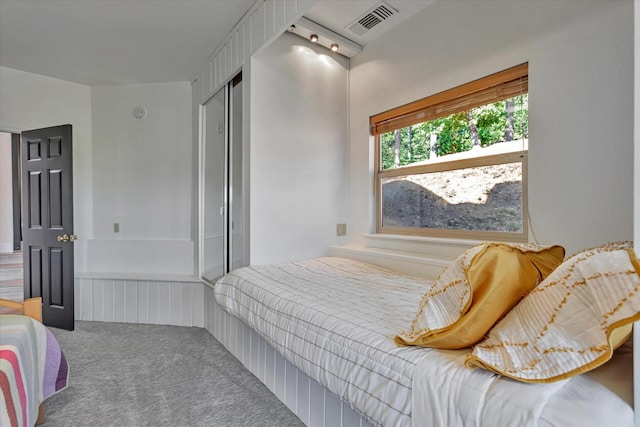 bedroom featuring carpet floors and a closet