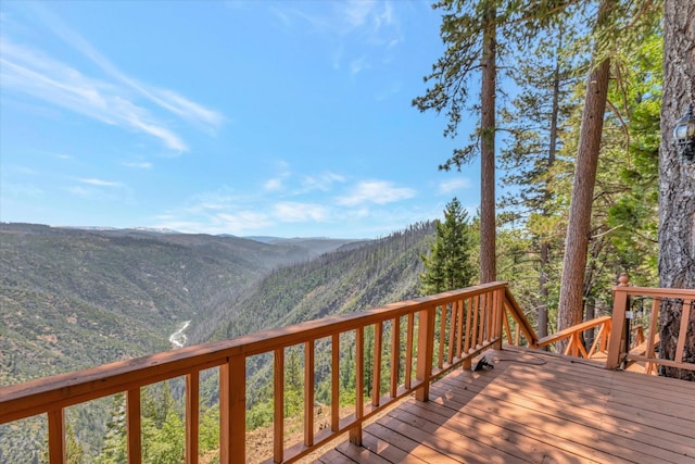 deck with a mountain view