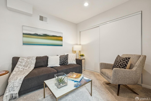 living room with carpet flooring