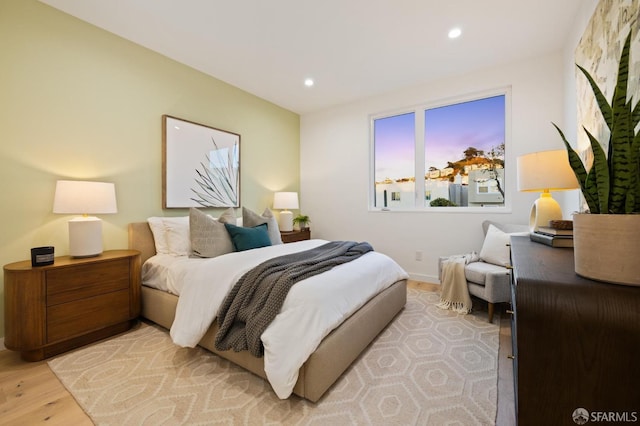 bedroom featuring light wood-type flooring