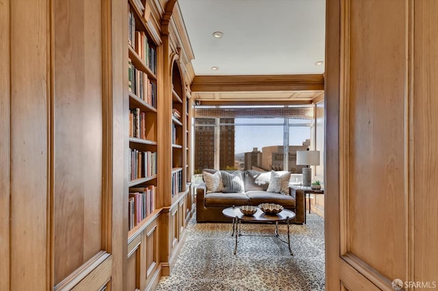 1190 Sacramento St Unit 6, San Francisco, CA 94108 - living area with built in shelves and carpet floors