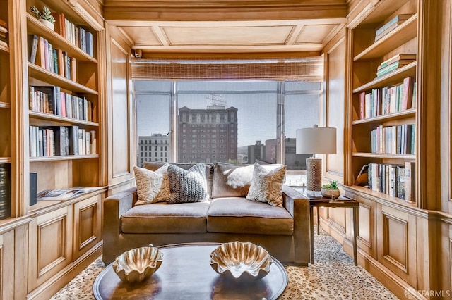 1190 Sacramento St Unit 6, San Francisco, CA 94108 - sitting room featuring built in features and wood walls