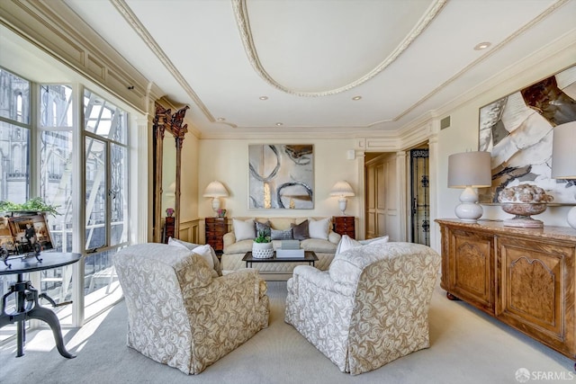 1190 Sacramento St Unit 6, San Francisco, CA 94108 - living area with crown molding and light carpet
