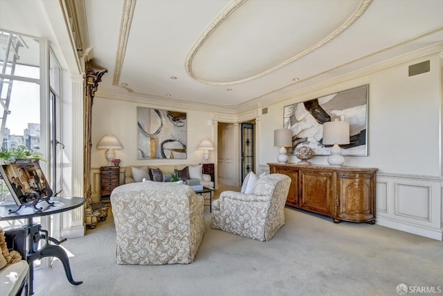 1190 Sacramento St Unit 6, San Francisco, CA 94108 - living room featuring crown molding and light colored carpet