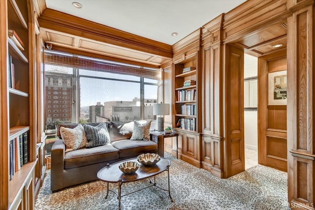 1190 Sacramento St Unit 6, San Francisco, CA 94108 - sitting room with wood walls, a decorative wall, and built in features