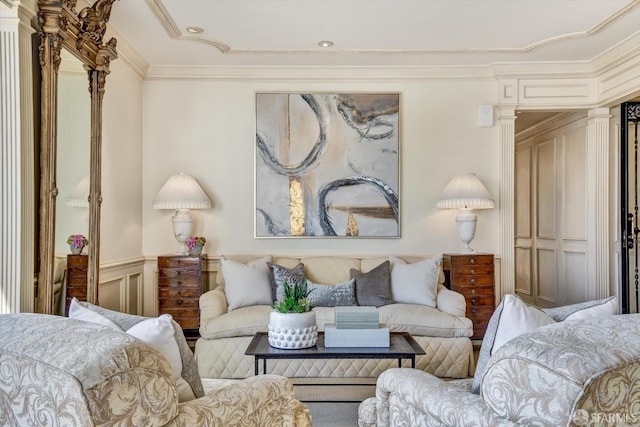 1190 Sacramento St Unit 6, San Francisco, CA 94108 - bedroom featuring crown molding, a decorative wall, and a wainscoted wall