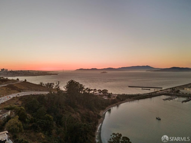property view of water featuring a mountain view